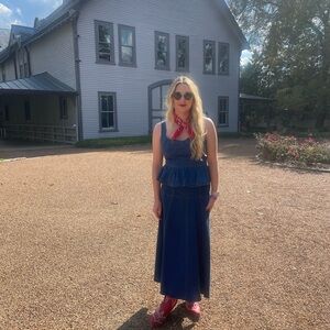 Moon River western Denim Peplum Top and skirt set size medium